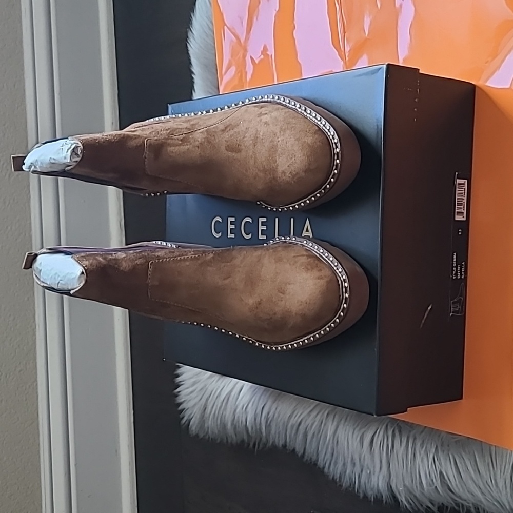 Nwt! Cecelia new york gemma slip on low wedge boot nutella - Picture 4 of 8